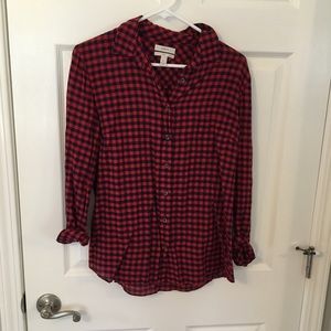 J Crew Navy & Red Checkered Shirt